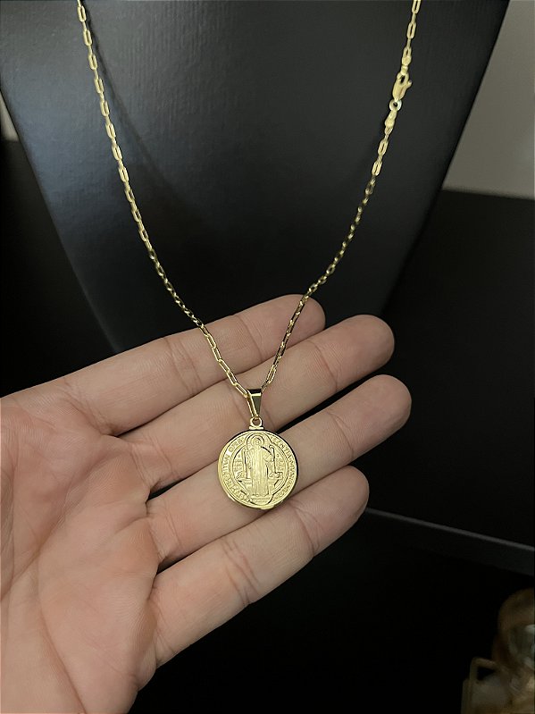CORRENTE CARTIE (1.5MM-50cm, 60cm ou 70cm +) + PINGENTE MEDALHA DE SÃO BENTO