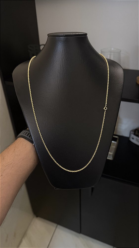 CORRENTE TRANÇADA ( 2mm - 50, 60cm ou 70cm) - BANHADO A OURO 18k