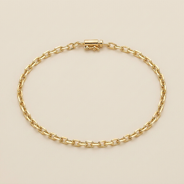 Pulseira cadeado de quina 3mm 20cm – Banhada a Ouro 18K