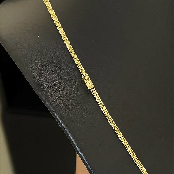 Corrente Cadeado Duplo 3mm – Escolha o Tamanho 60 ou 70cm – Banhada a Ouro 18K