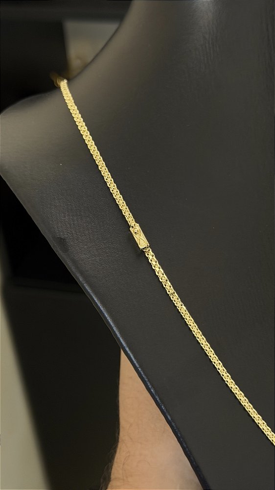 Corrente Cadeado Duplo 3mm – Escolha o Tamanho 60 ou 70cm – Banhada a Ouro 18K