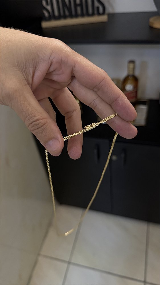 CORRENTE CADEADO DUPLO (3MM- 70CM) - BANHADO A OURO 18K