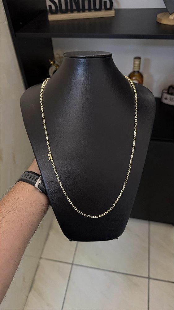 CORRENTE CADEADO QUINA (3MM- 70CM) - BANHADO A OURO 18K