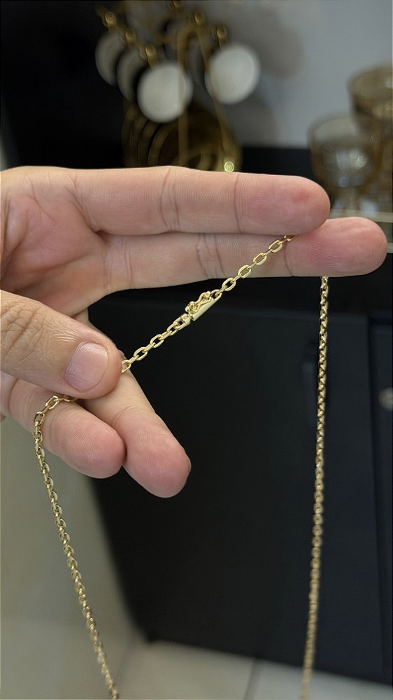 CORRENTE CADEADO QUINA (3MM- 70CM) - BANHADO A OURO 18K