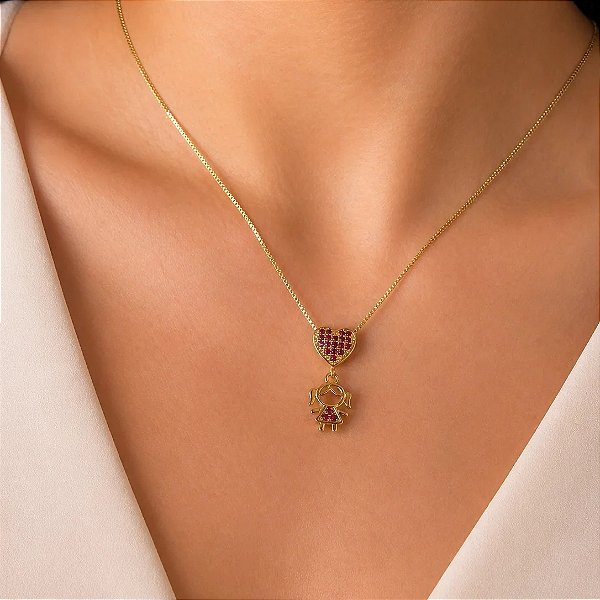 Corrente Veneziana 2mm 50cm + Pingente Pingente – Banhada a Ouro 18K