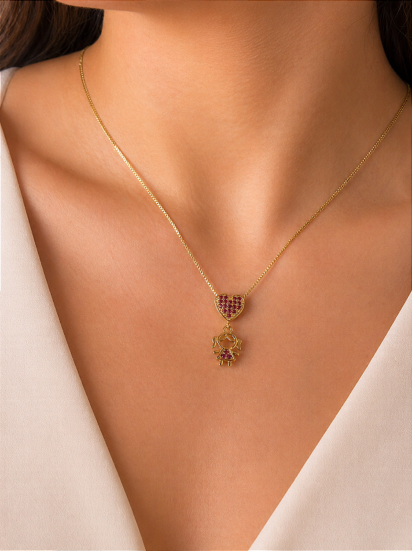 CORRENTE VENEZIANA ( 2mm - 50cm FEM ) + PINGENTE MENINA CRAVEJADO EM ZIRCONIA PREMIUM - BANHADO A OURO 18K.