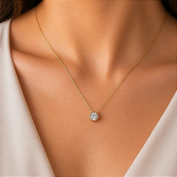 Corrente Veneziana 2mm 50cm + Pingente Ponto de Luz – Banhada a Ouro 18K
