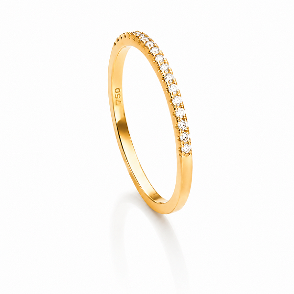 Anel Aparador com Zircônias – Banho de Ouro 18K
