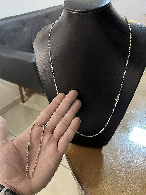 Corrente 2mm 70cm + Pulseira 21cm – Banho Ouro 18k