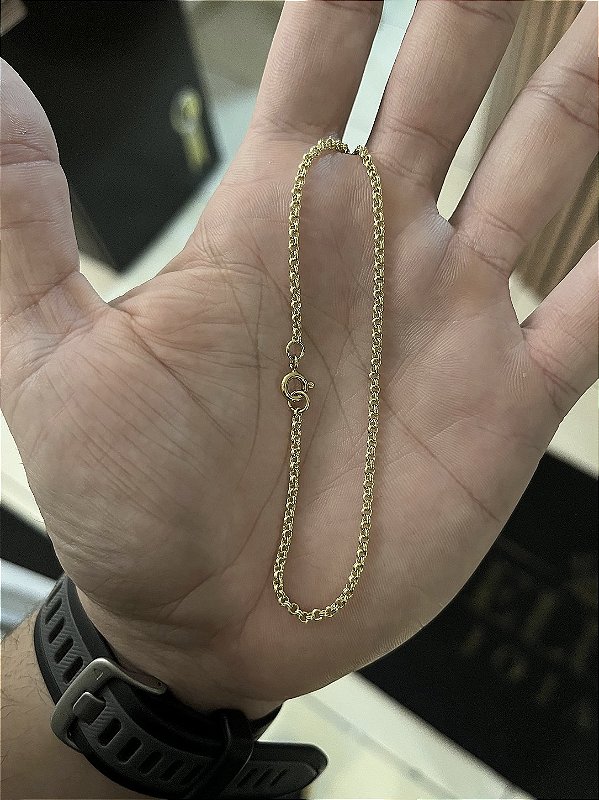 Pulseira Elo Português 2mm 20cm – Banho de Ouro 18K