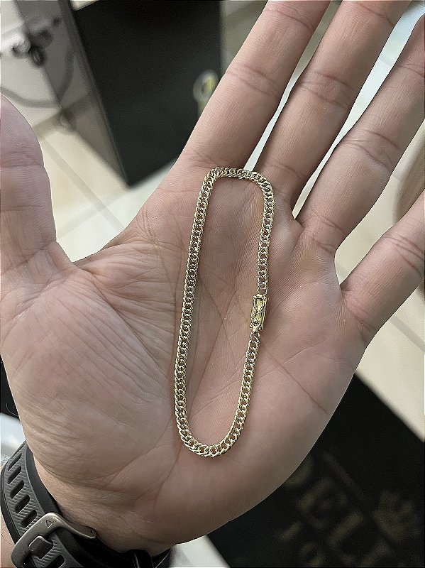 Pulseira Lacraia 3mm 20cm – Banho Ouro 18k