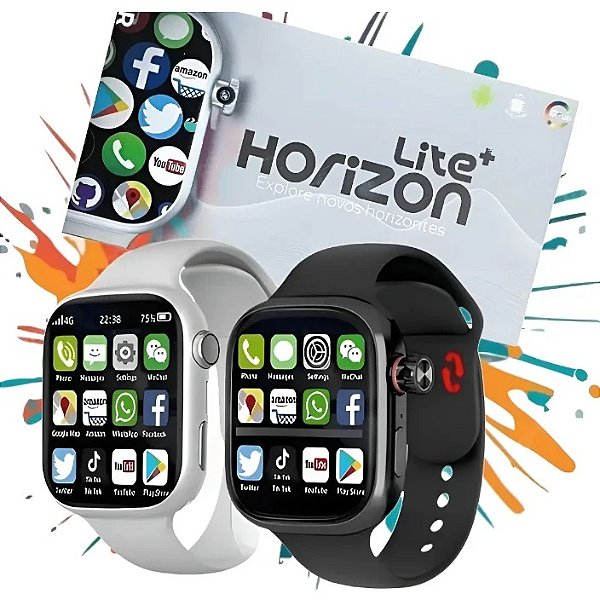 Smartwatch Horizon Lite+ 4G Premium – Celular de Pulso Android com Câmera Giratória e Tela Touch AMOLED