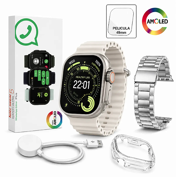Smartwatch U5 Microwear 49mm Premium – Tela Touch AMOLED, ChatGPT em Português e Chamadas Bluetooth
