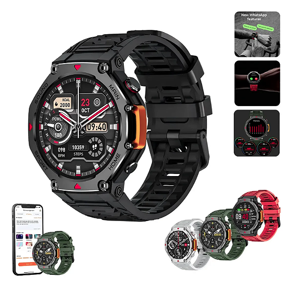 Smartwatch M-Rex MA31 Microwear Premium – Tela Touch, 3ATM à Prova d'Água, ChatGPT e NFC