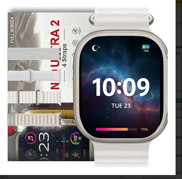 Smartwatch N10 Slim Série 10 46mm Premium com Kit 3 Pulseiras – Tela Touch AMOLED, Chamadas Bluetooth e Design Moderno