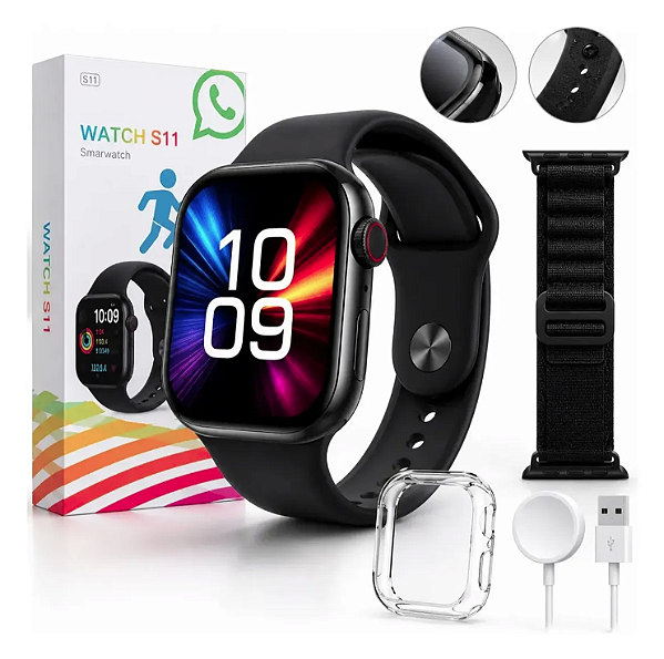 Smartwatch S11 Série 11 46mm Premium – Tela AMOLED 2.07", Responde WhatsApp, NFC e ECG