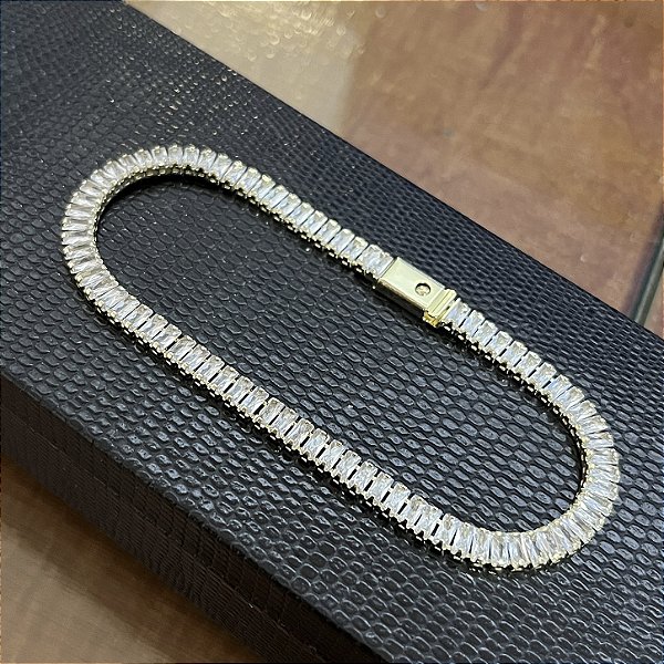 Pulseira Riviera White 5mm 20cm – Banhada a Ouro 18K