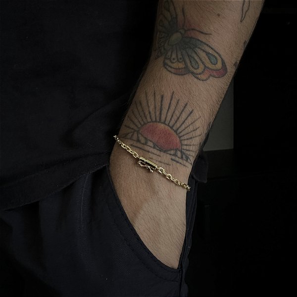 PULSEIRA CADEADO ( 6g -3mm- 20cm)  - BANHO DE OURO 18k.