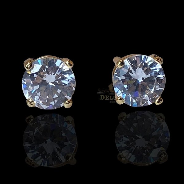 PAR DE BRINCO SOLITÁRIO ZIRCÔNIA PREMIUM - 5MM - BANHADO A OURO 18k