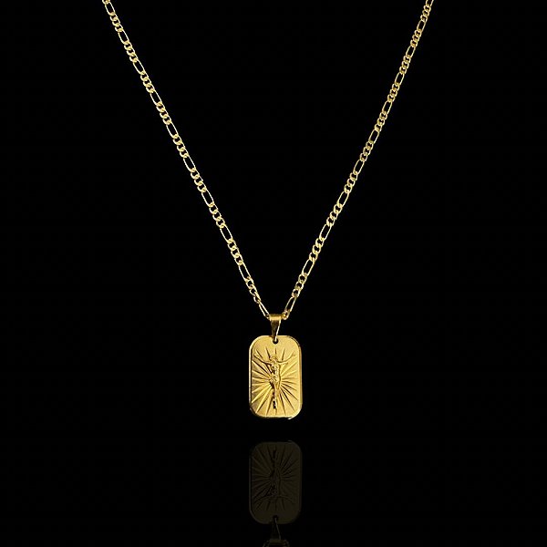 PINGENTE PLACA 3D CRISTO (3g-  2x2cm) - BANHO DE OURO 18k