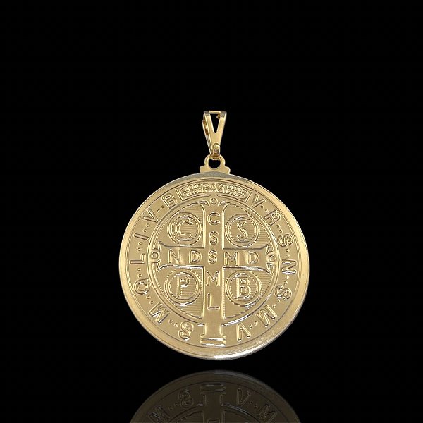 Pingente São Bento Dupla Face Grande.( 9g- 3,5x3,5cm) (G) - BANHO DE OURO 18k