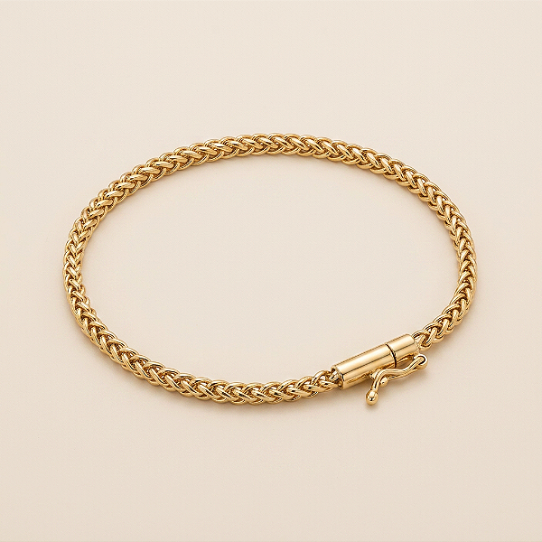 Pulseira peruana 3mm 21cm – Banhada a Ouro 18K
