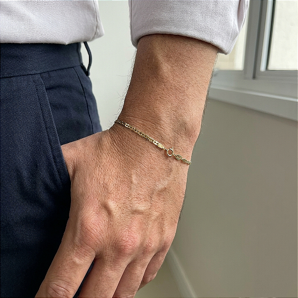 Pulseira Piastrine 2mm 21cm – Banhada a Ouro 18K