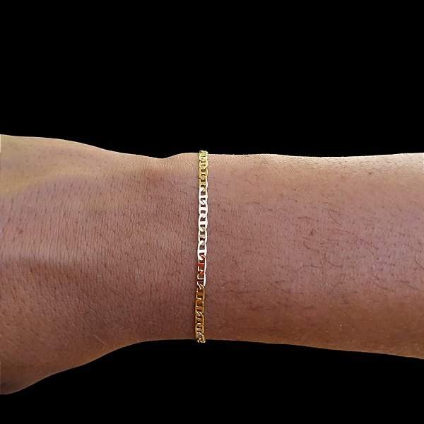 PULSEIRA PIASTRINI FECHO LAGOSTA( 2mm - 2G - 19 CM) - BANHADO A OURO 18K