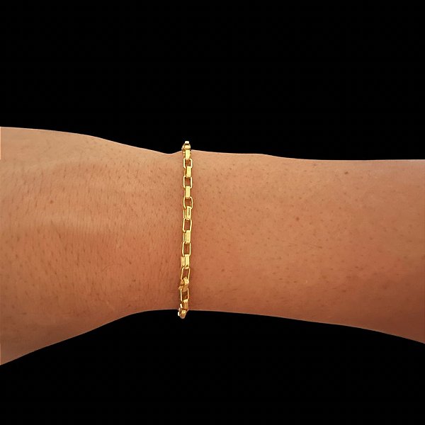 PULSEIRA TIJOLINHO (3MM - 4G -20CM)  - FECHO COM MARCAÇÃO 750 - BANHO DE OURO 18k.
