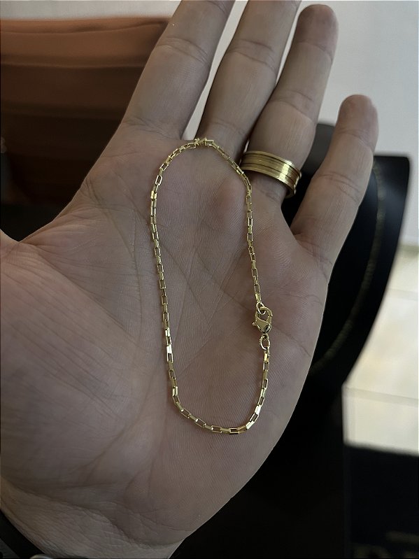 PULSEIRA  TIJOLINHO( 1.8MM-1.46g-  21CM)  - BANHO DE OURO 18k.