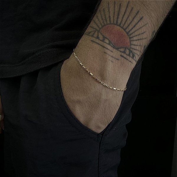 Pulseira Tijolinho 2mm 21cm – Banho Ouro 18k