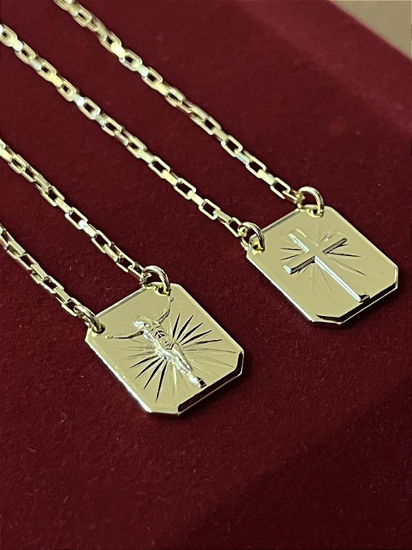 ESCAPULARIO CONVENCIONAL( 60/70CM) ELO TIJOLINHO - BANHADO A OURO 18K.