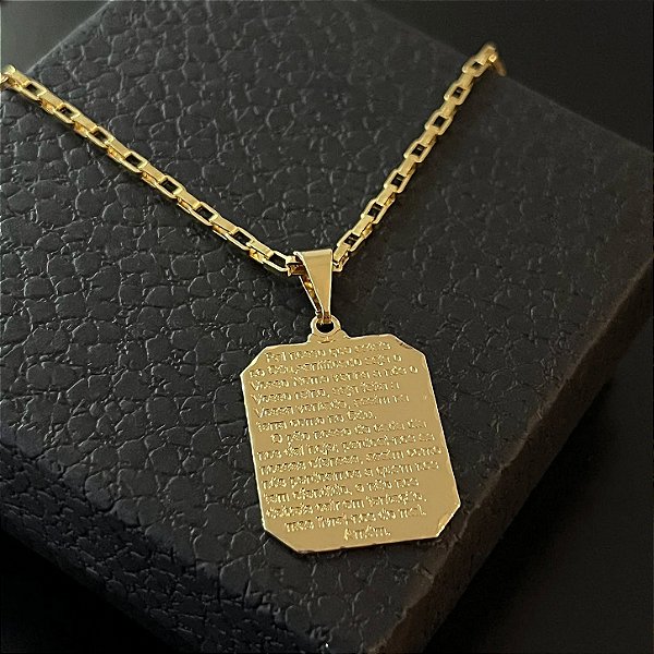 Pingente Placa Oração – Banhado a Ouro 18K