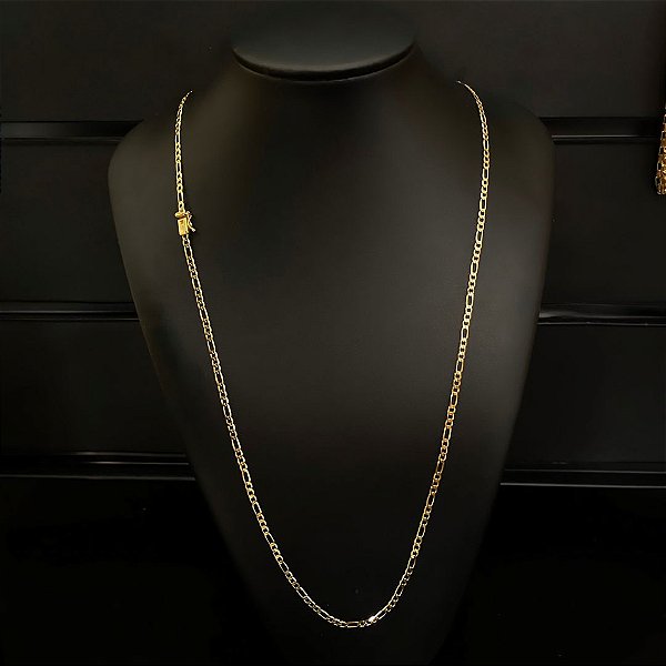 CORRENTE 3X1 FECHO GAVETA  (3mm) 60cm ou 70cm - BANHADA A OURO 18K