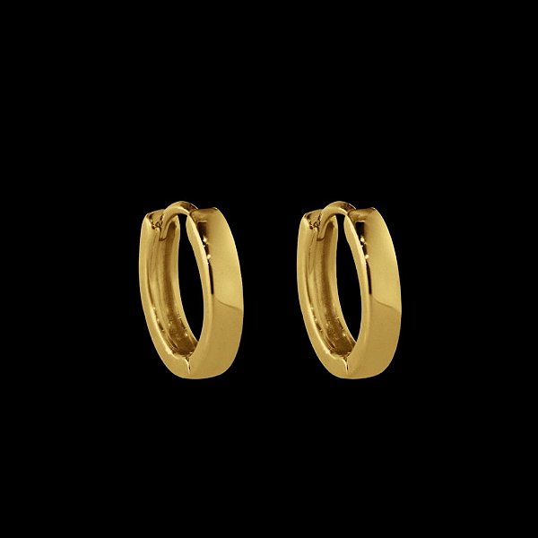PAR DE BRINCO ARGOLA LISA  10x3mm - BANHADO A OURO 18K