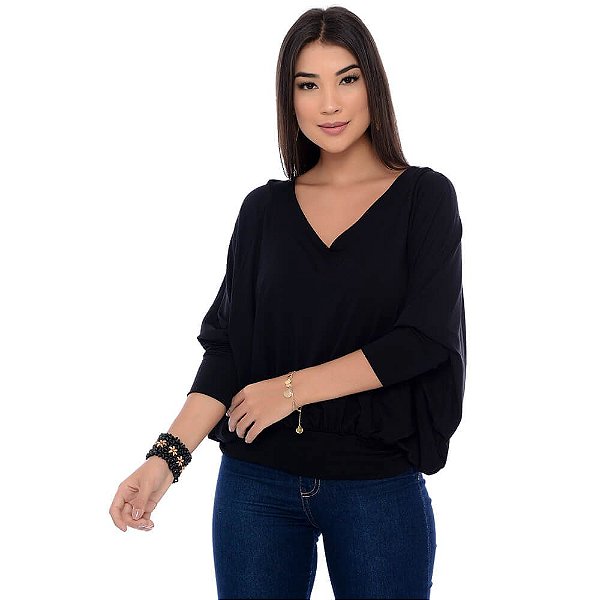 blusa morcego manga longa