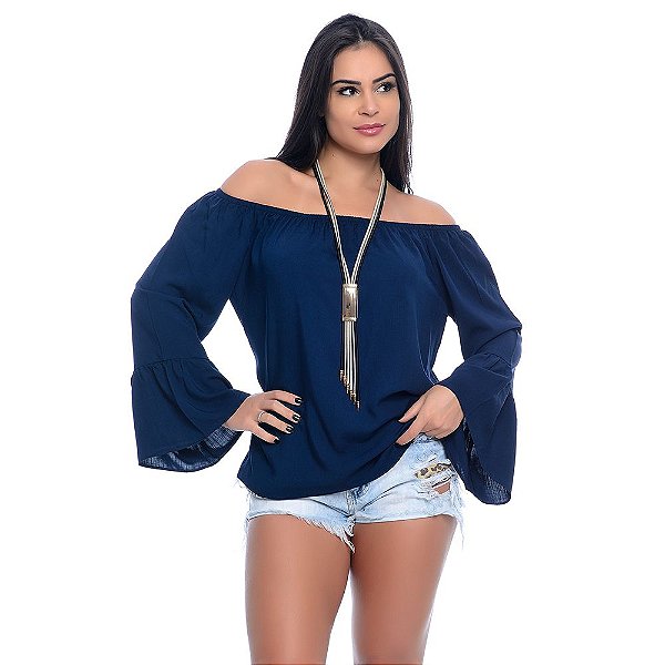 blusa azul ciganinha