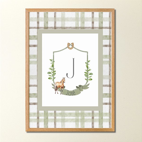 Quadros Decorativos Cavalo Monograma com Nome Personalizado