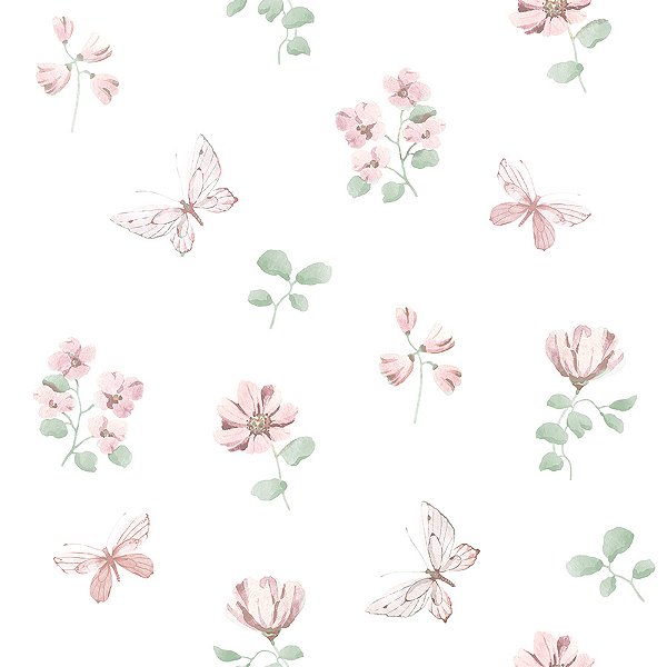 Papel de Parede Estampa Floral Borboleta 2