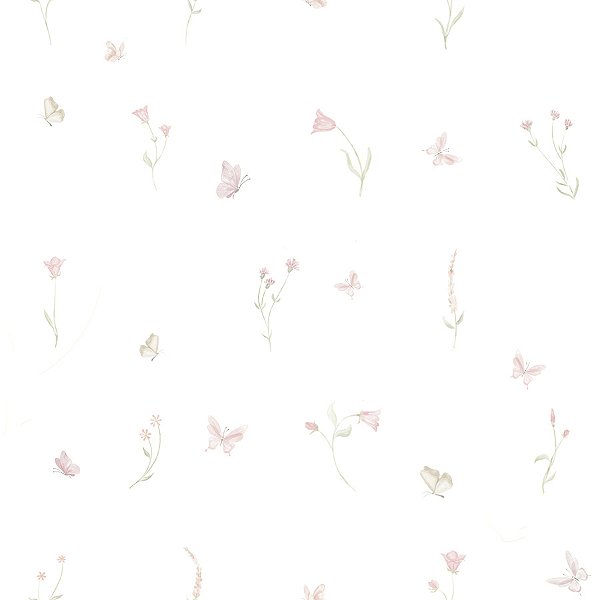 Papel de Parede Estampa Floral Borboletas Giovana 2