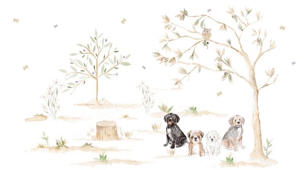 Papel de Parede Arte Cachorros