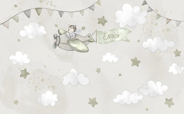 Papel de Parede Aviador Enrico com nome Personalizado