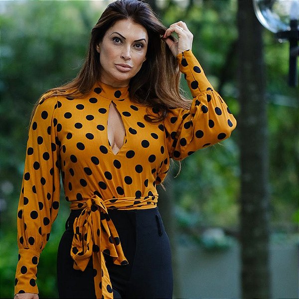 Body de poá  gola alta com amarração *