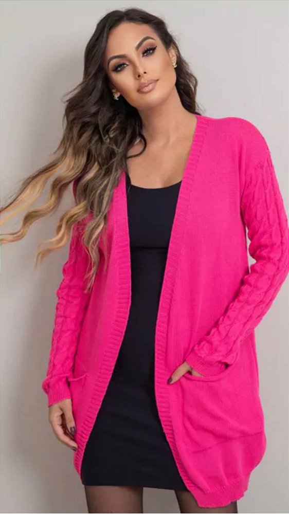 Cardigan tricot pink (SEM BOLSO)