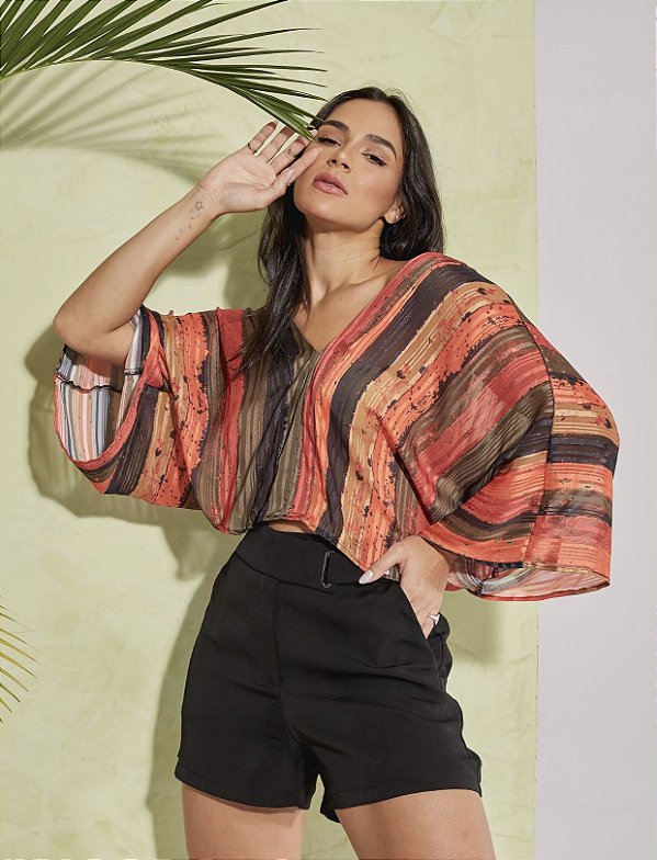 Blusa de seda estampada - Ione Dantas - Moda Feminina