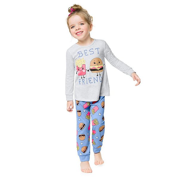 PIJAMA INFANTIL FEMININO BEST FRIENDS MANGA LONGA - KYLY