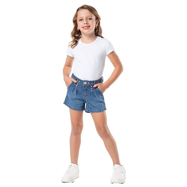 Short Jeans Feminino Mania Kids - 5069 - modamix