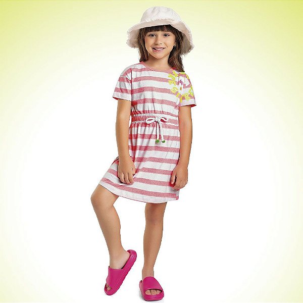 VESTIDO INFANTIL FEMININO LISTRADO FAKINI