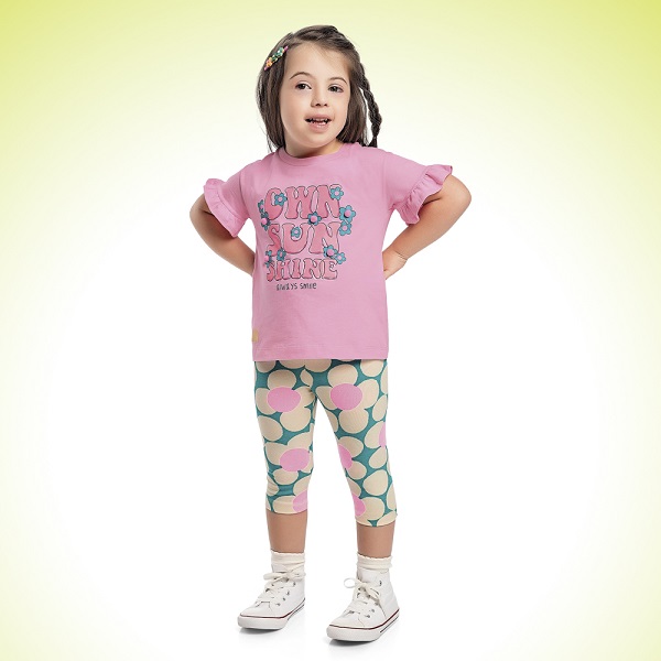 CONJUNTO INFANTIL FEMININO BLUSA E CAPRI EM COTTON - FAKINI