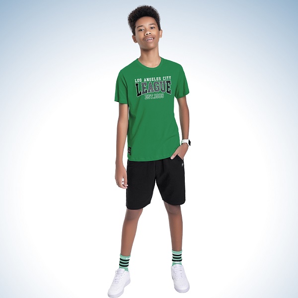 CONJUNTO TEEN MASCULINO CAMISETA E BERMUDA - FAKINI